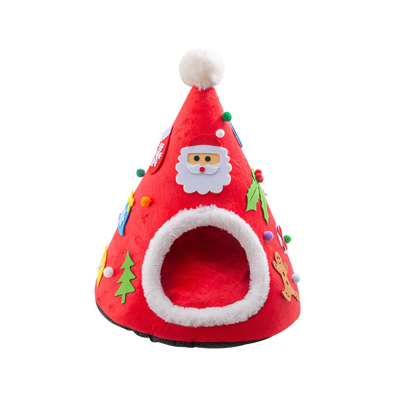 Kuscheliges Weihnachts-Katzennest „Santa Hat“